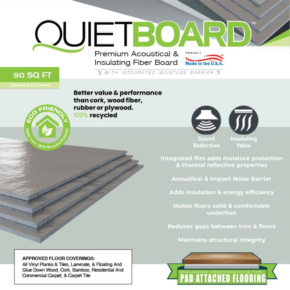 QuietWalk LV Luxury Vinyl, Laminate, or Wood Underlayment (Float, Glue, or  Nail) w/Vapor Barrier- Sound Reduction, Compression Resistant, Moisture